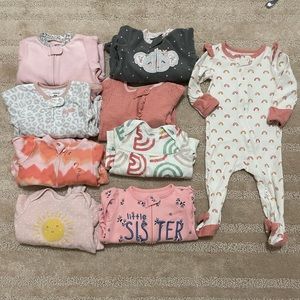9 piece baby girl sleeper sleep n play bundle lot in size 6 months